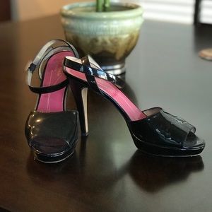 Kate Spade Black Patent Leather Open Toe Heels